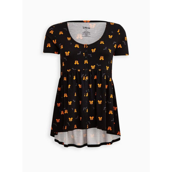 torrid Tops - Torrid Halloween Black and Orange Mickey Mouse Short Sleeve Top